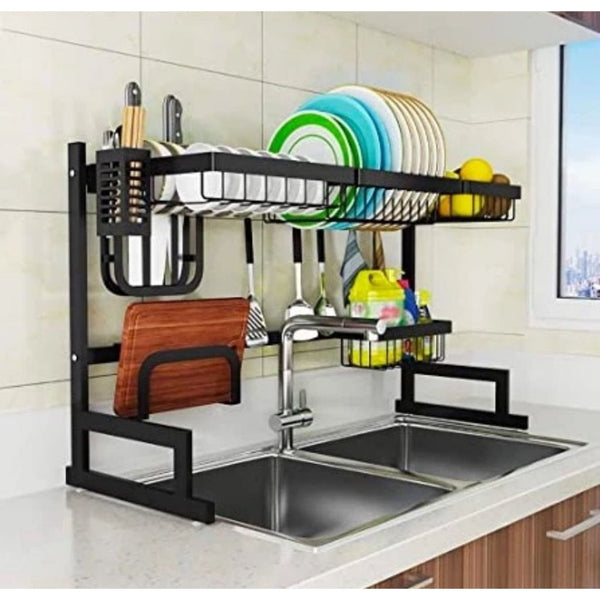 Escorredor Kitchen Rack Aço Inoxidável 65cm Ajustável Organizador Louça Preto Suspenso Modular Autossustentável Cozinha